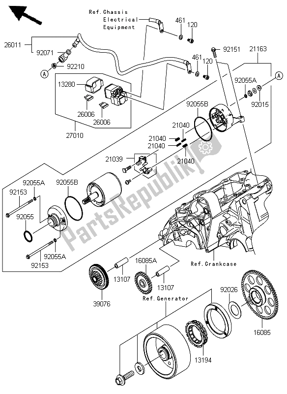 All parts for the Starter Motor of the Kawasaki ER 6F ABS 650 2012