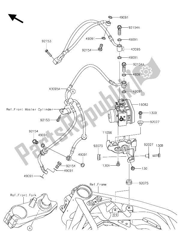All parts for the Brake Piping of the Kawasaki Ninja H2 1000 2015
