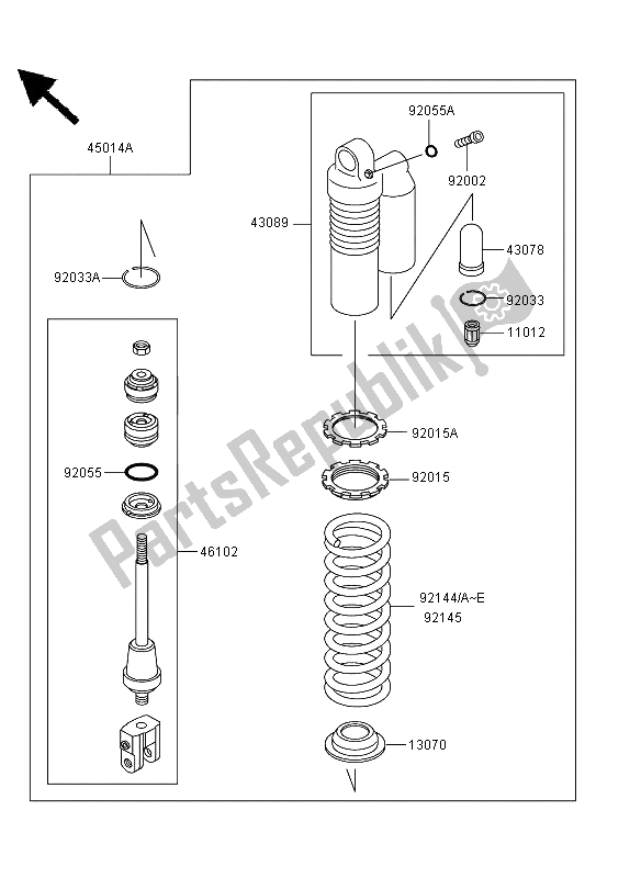 All parts for the Shock Absorber of the Kawasaki KX 85 SW LW 2009