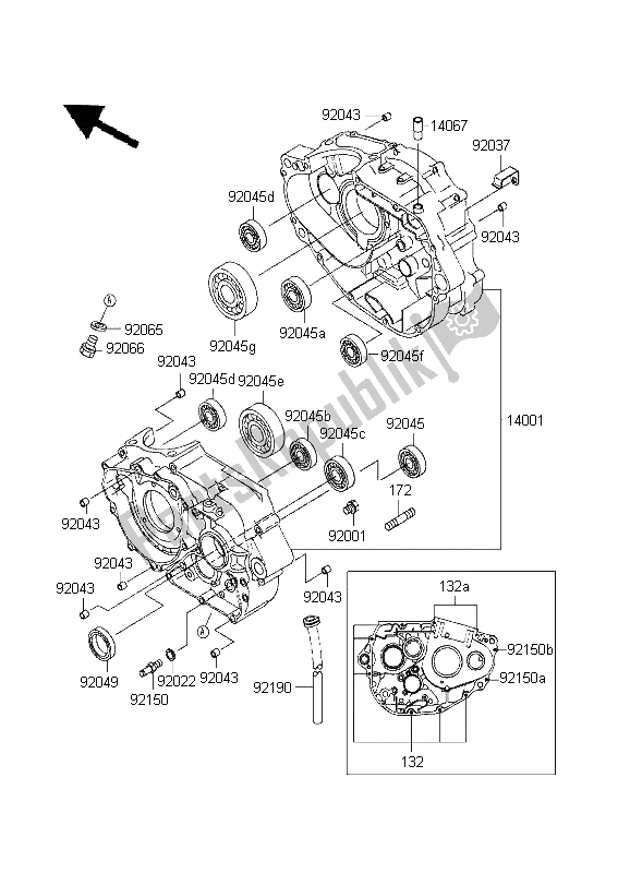 All parts for the Crankcase of the Kawasaki KLX 250R 1995