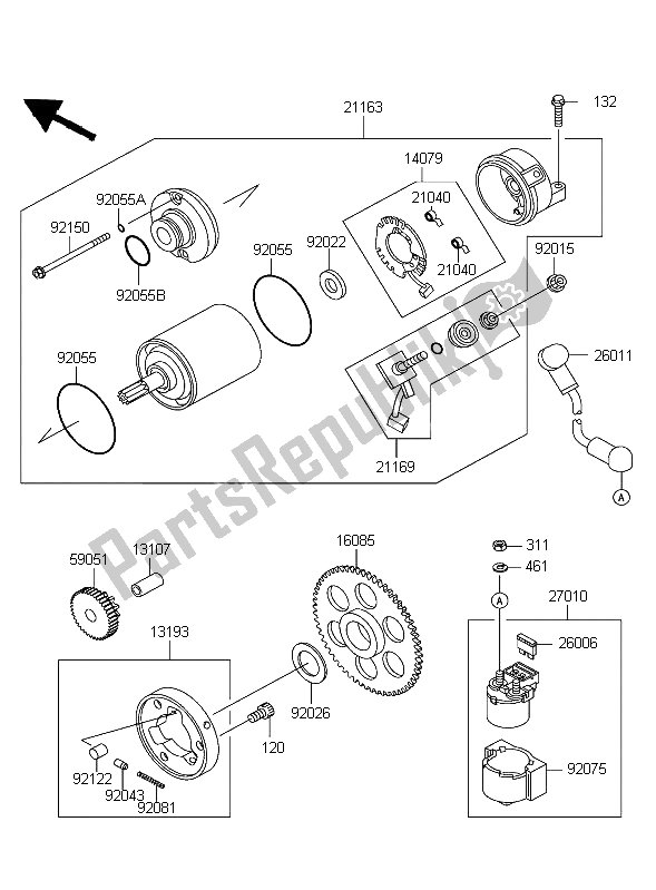 Toutes les pièces pour le Démarreur du Kawasaki ZZR 600 2004
