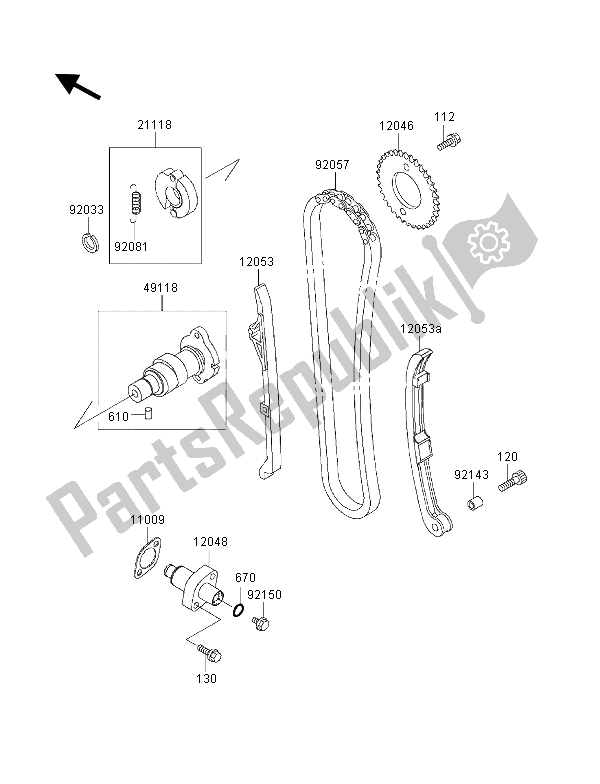 All parts for the Camshaft & Tensioner of the Kawasaki KVF 400 4X4 2001