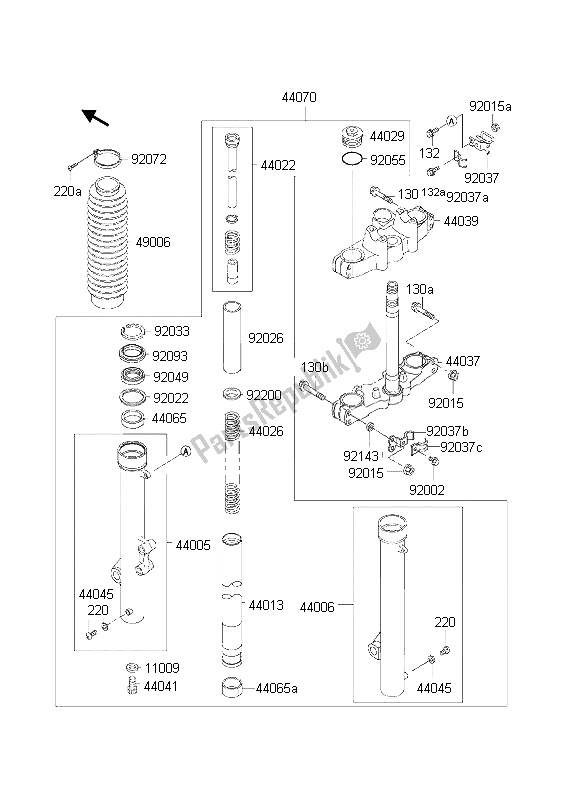 Todas las partes para Tenedor Frontal de Kawasaki KLR 650 2002