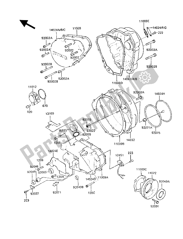 Tutte le parti per il Coperchio (i) Del Motore del Kawasaki Z 1300 1987