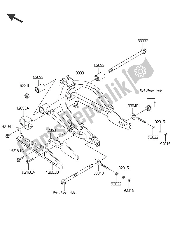 Tutte le parti per il Forcellone del Kawasaki KLX 110 2016