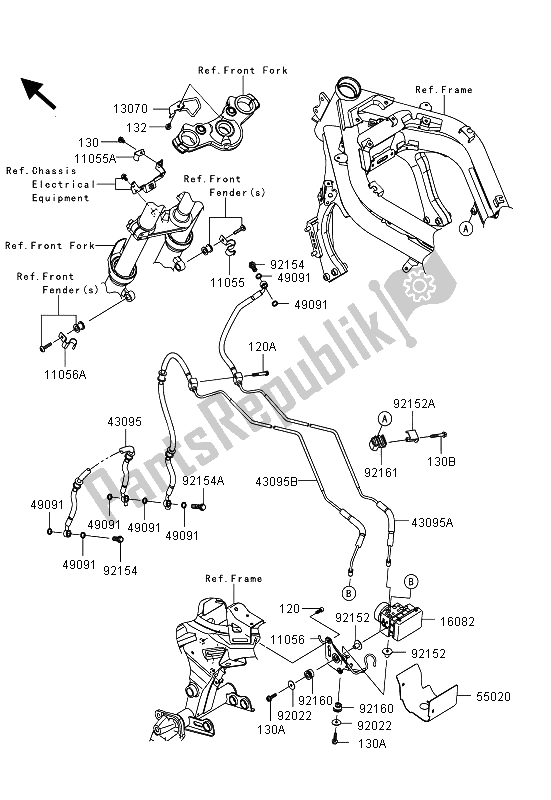 All parts for the Brake Piping of the Kawasaki ER 6F ABS 650 2013