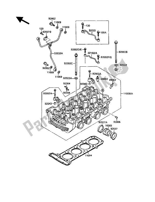 Todas las partes para Cabeza De Cilindro de Kawasaki 1000 GTR 1988
