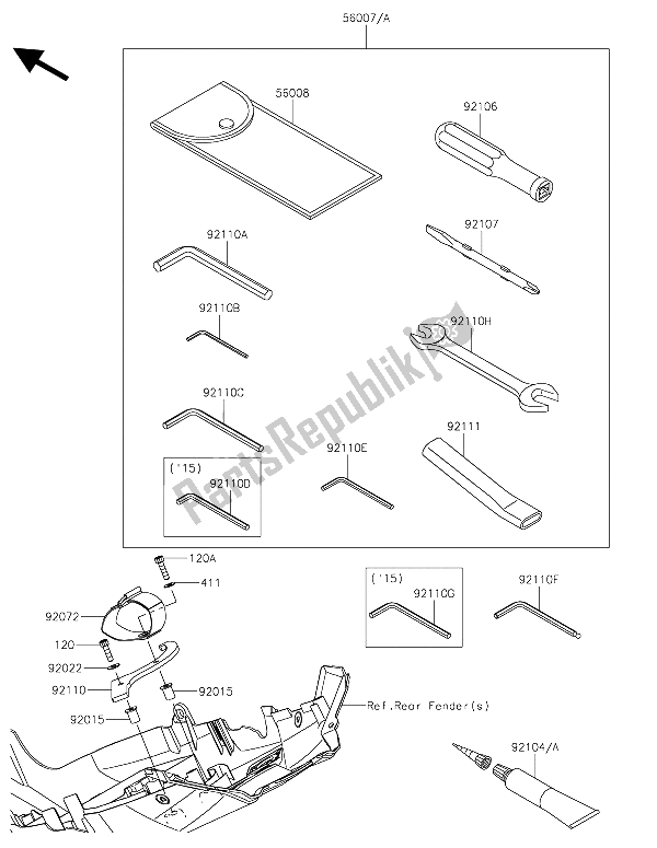 Tutte le parti per il Strumenti Proprietari del Kawasaki Ninja H2 1000 2015