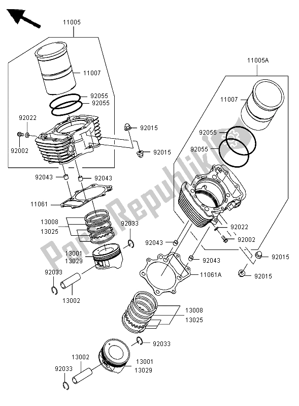 All parts for the Cylinder & Piston of the Kawasaki VN 1600 Classic 2006