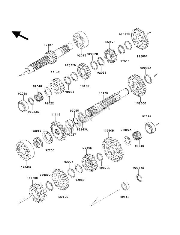 All parts for the Transmission of the Kawasaki KLX 650 1994