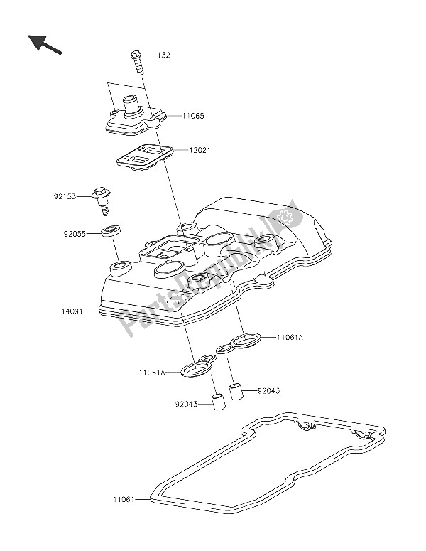 Todas las partes para Cubierta De Tapa De Cilindro de Kawasaki Z 300 2016