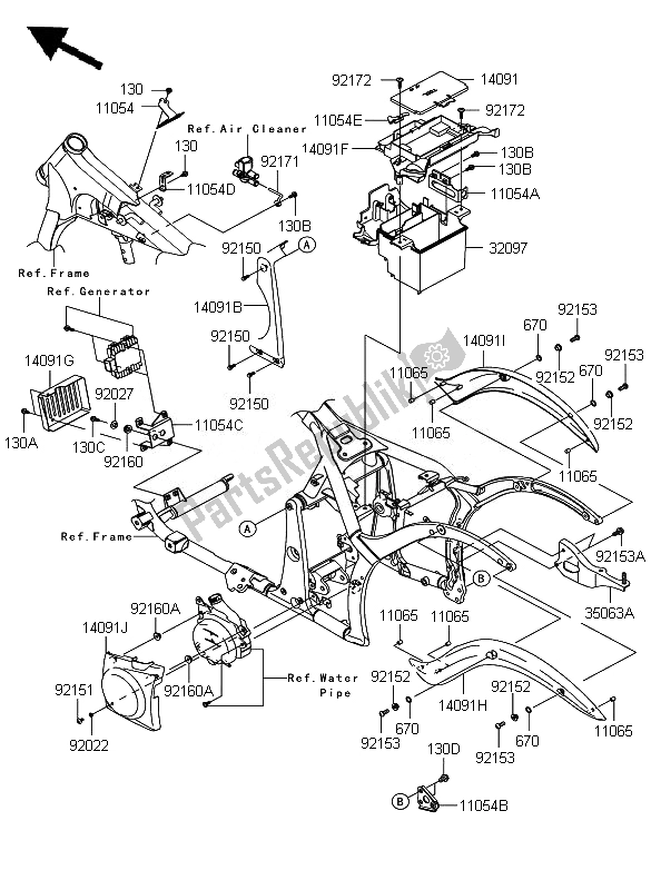 All parts for the Frame Fittings of the Kawasaki VN 900 Custom 2011