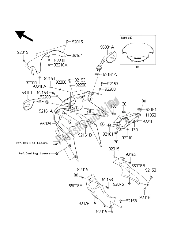 Todas as partes de Capota do Kawasaki Ninja ZX 6 RR 600 2003