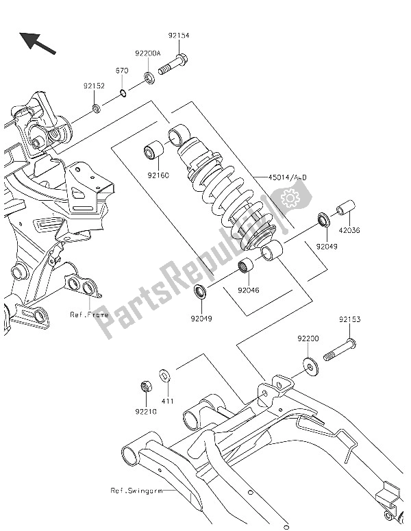 All parts for the Suspension & Shock Absorber of the Kawasaki ER 6F 650 2016