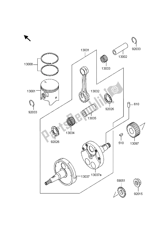 All parts for the Crankshaft & Piston of the Kawasaki KDX 200 1997