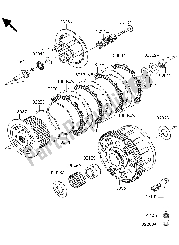 All parts for the Clutch of the Kawasaki Versys 1000 2013