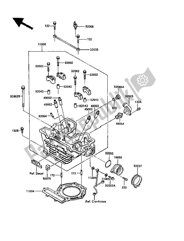 Tutte le parti per il Testata del Kawasaki KLR 250 1988