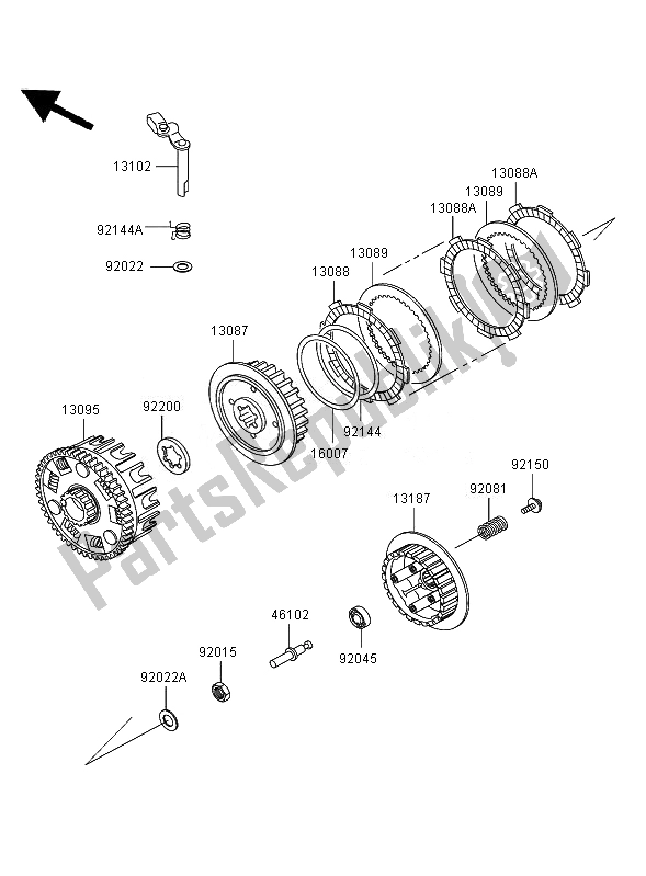 All parts for the Clutch of the Kawasaki Eliminator 125 2007