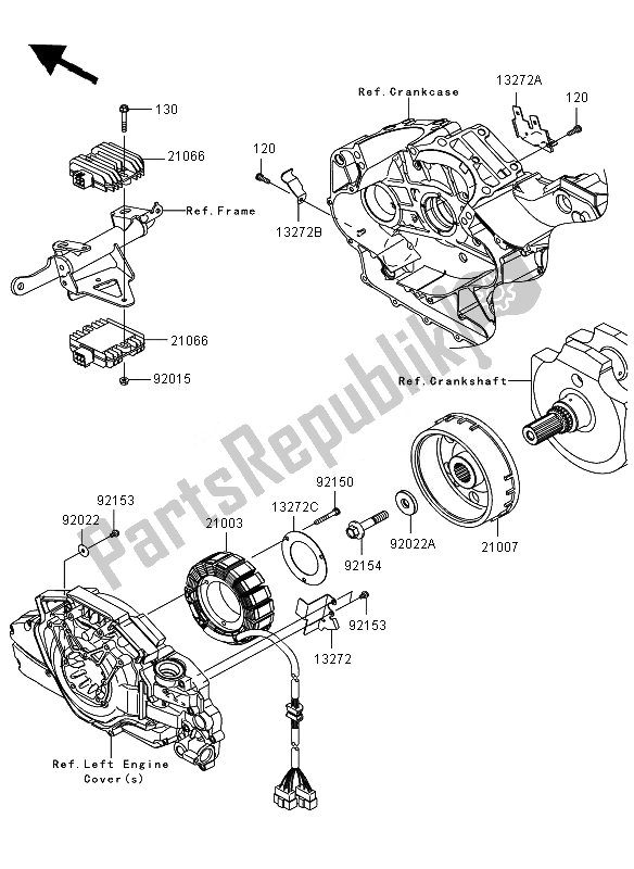 All parts for the Generator of the Kawasaki VN 1700 Voyager ABS 2010