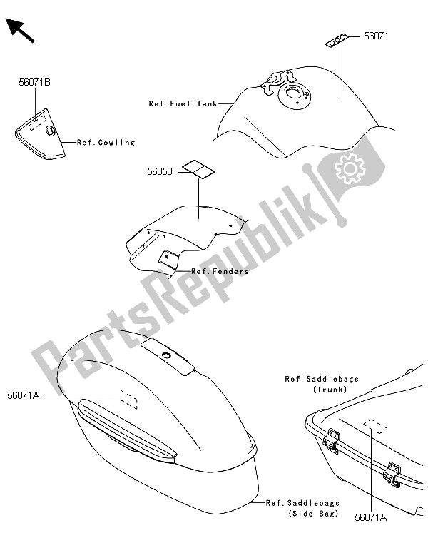 Tutte le parti per il Etichette del Kawasaki VN 1700 Voyager ABS 2013