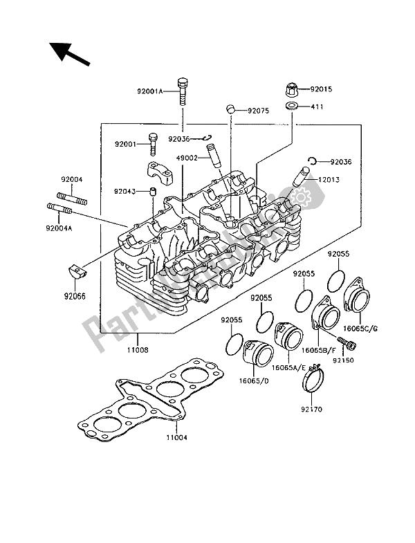 Tutte le parti per il Testata del Kawasaki GT 750 1994