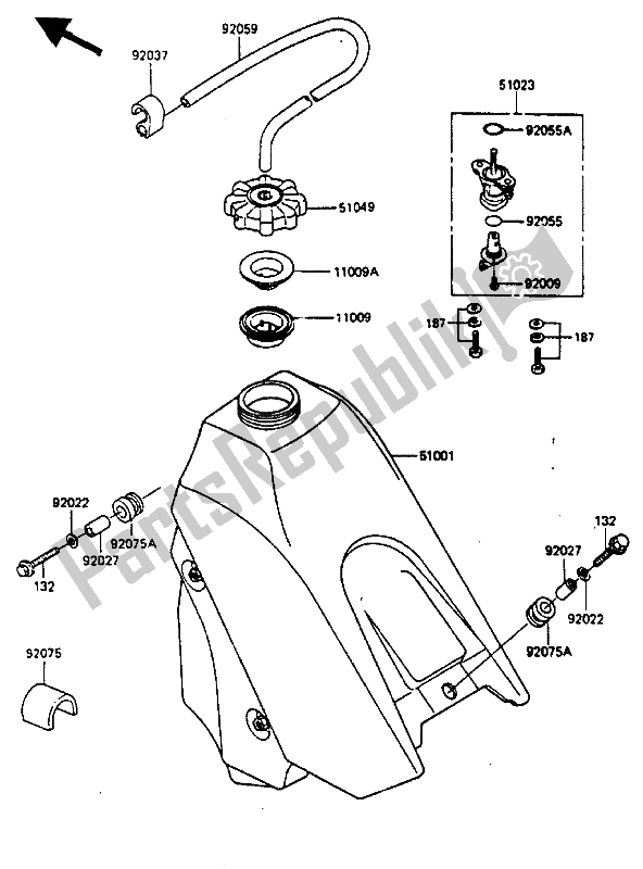 Toutes les pièces pour le Réservoir D'essence du Kawasaki KX 500 1985