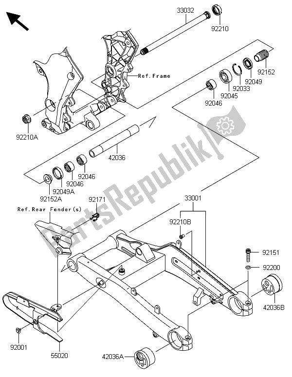 Todas las partes para Basculante de Kawasaki Z 1000 2013