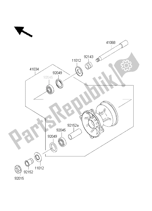 Todas as partes de Cubo Dianteiro do Kawasaki KX 250 2003