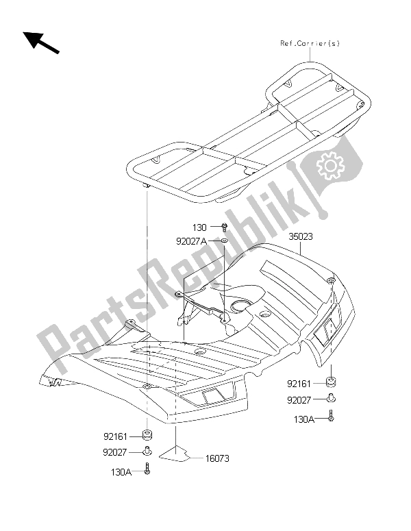 All parts for the Rear Fender(s) of the Kawasaki Brute Force 750 4X4I EPS HFF 2015