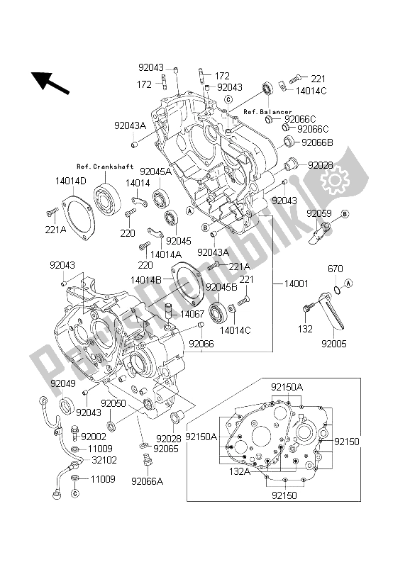 All parts for the Crankcase of the Kawasaki KLR 650C 2003