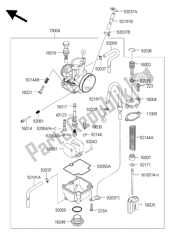 Alle onderdelen voor de Carburator van de Kawasaki KX 85 SW 2015