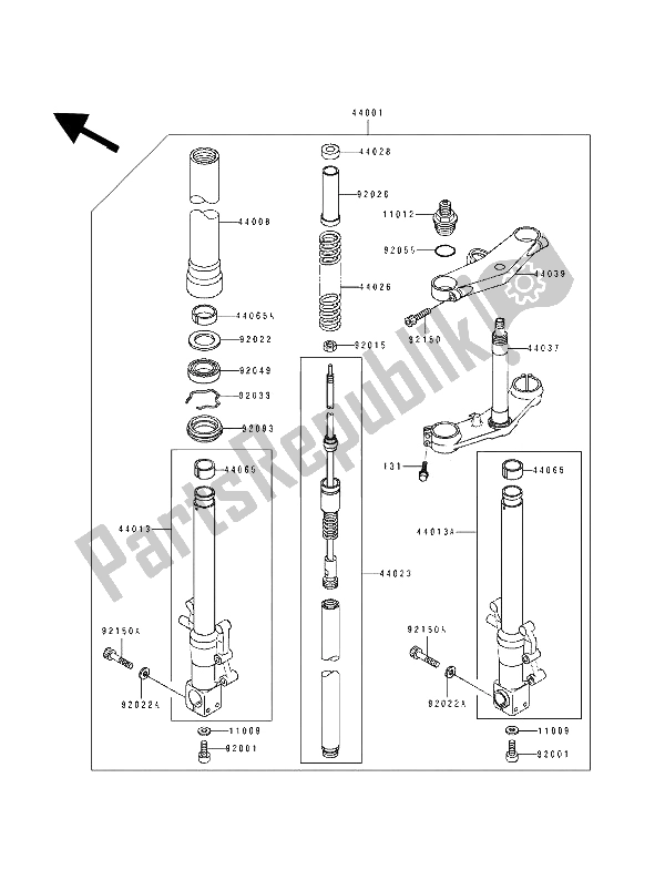 All parts for the Front Fork of the Kawasaki ZXR 400 1990