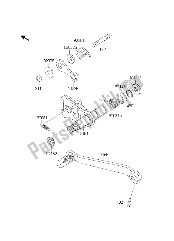 Wszystkie części do Mechanizm Zmiany Biegów Kawasaki KLX 300R 2000