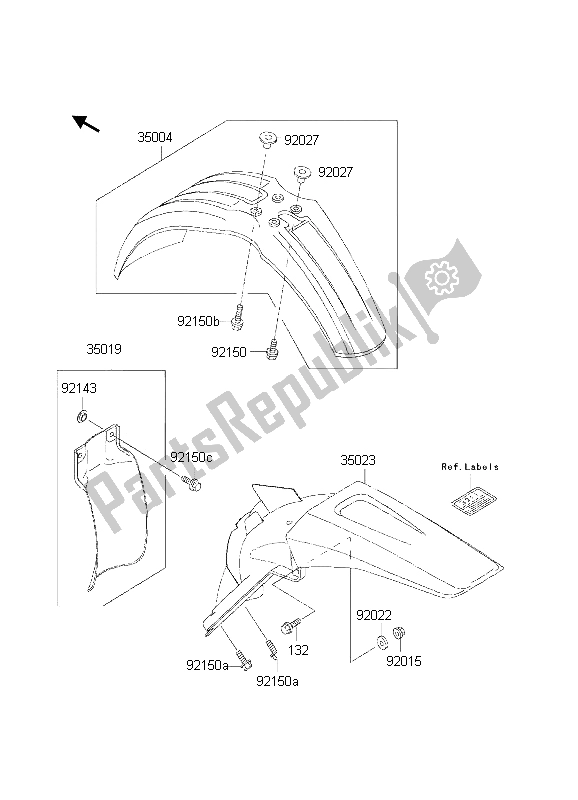 All parts for the Fenders of the Kawasaki KX 125 2002