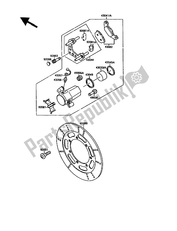 Todas as partes de Compasso De Calibre Frontal do Kawasaki VN 15 1500 1989