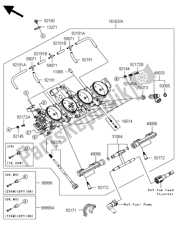 All parts for the Throttle of the Kawasaki Ninja ZX 6R 600 2008