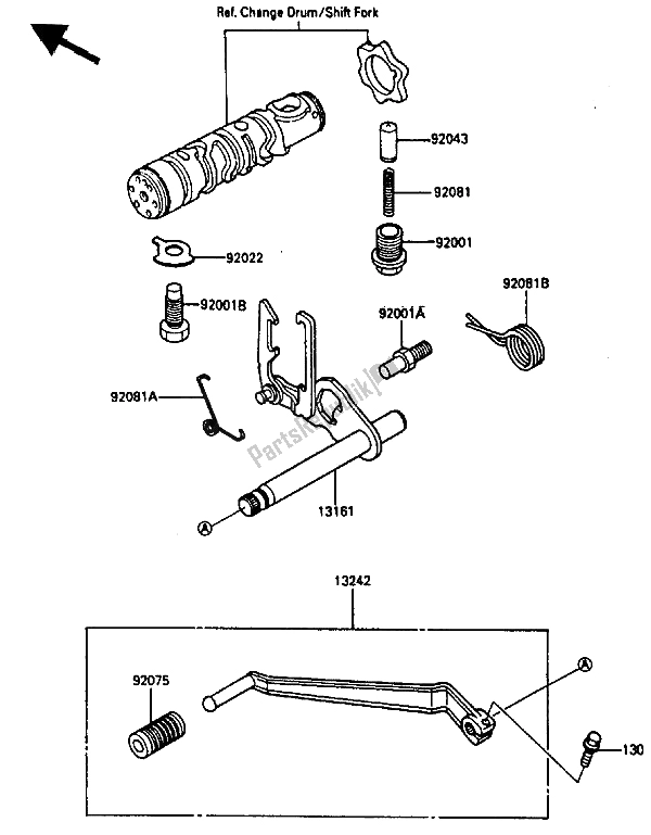 Alle onderdelen voor de Schakelmechanisme van de Kawasaki ZL 600 1987