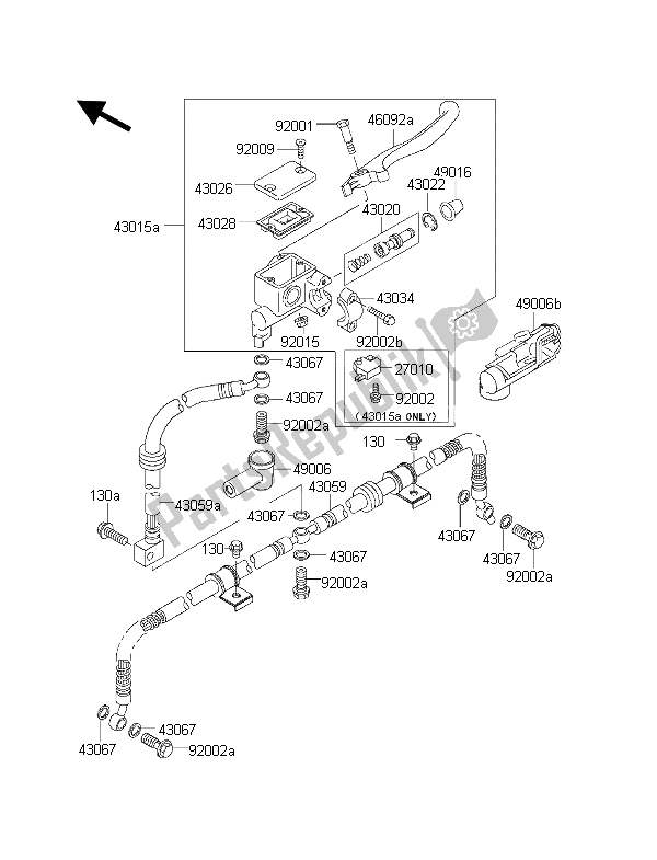 Tutte le parti per il Pompa Freno Anteriore del Kawasaki KLF 300 2001