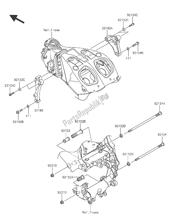 Todas las partes para Montaje Del Motor de Kawasaki ZZR 1400 ABS 2016