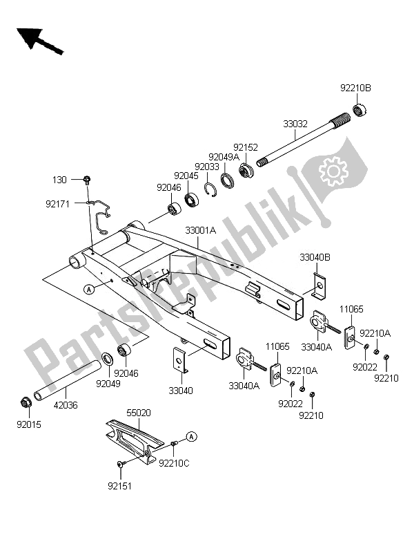 Tutte le parti per il Forcellone del Kawasaki Z 750 ABS 2010