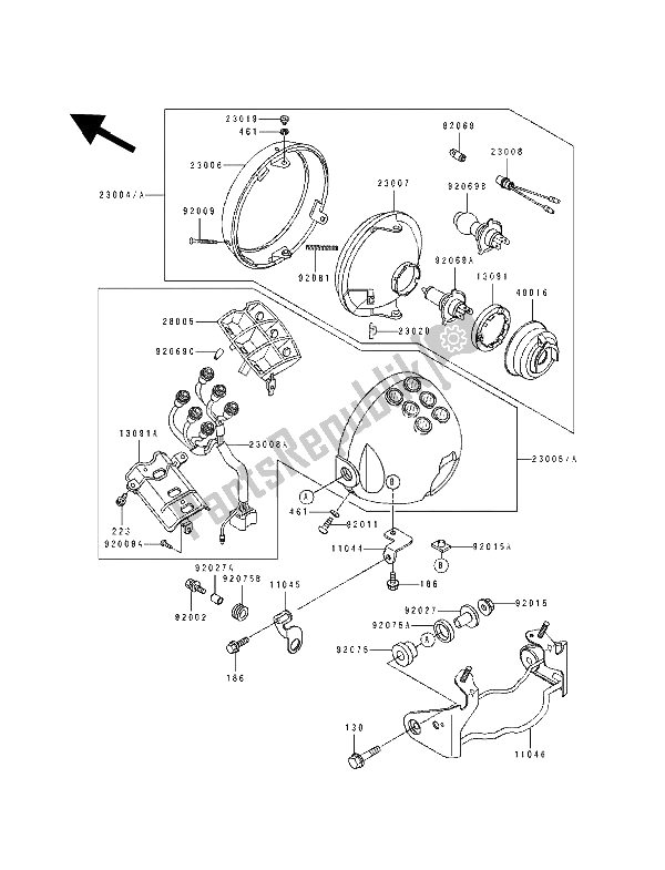 Alle onderdelen voor de Koplamp (en) van de Kawasaki EL 250E 1994