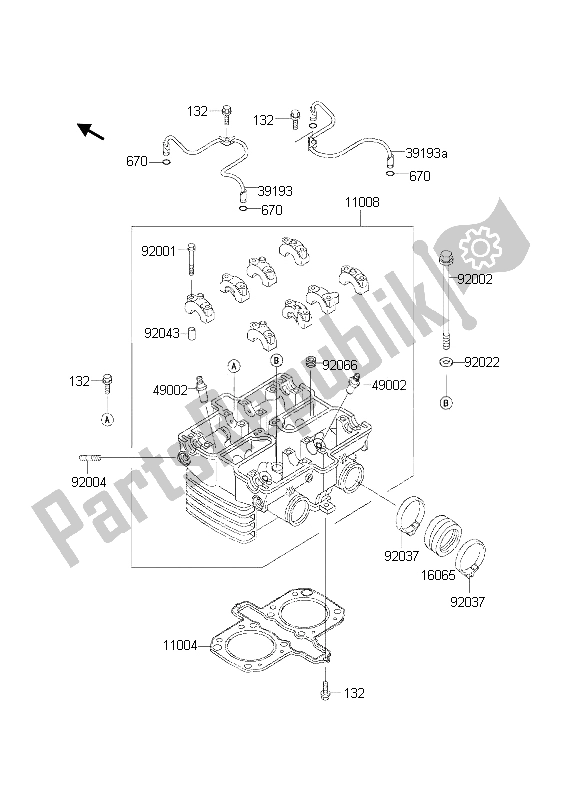 Tutte le parti per il Testata del Kawasaki KLE 500 2002