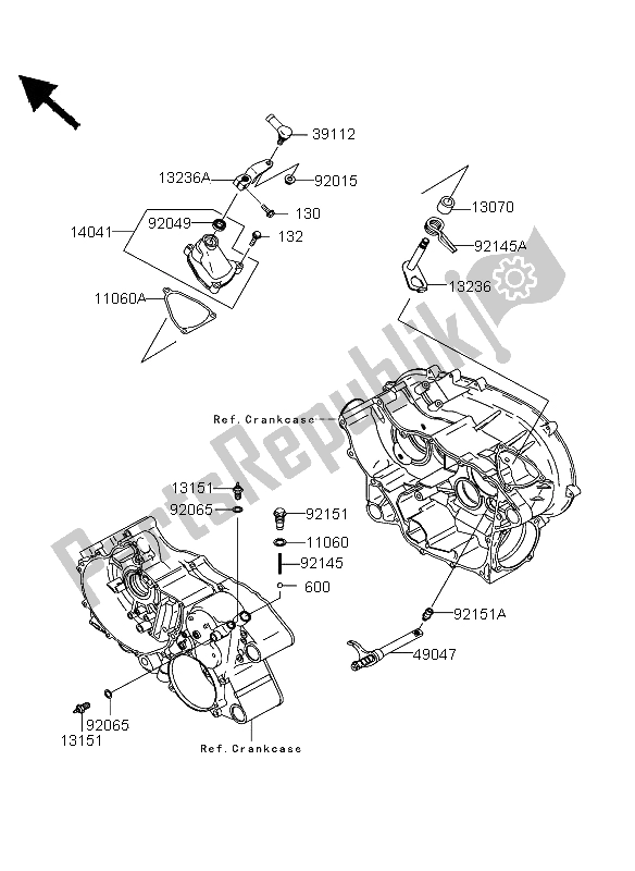 All parts for the Gear Change Mechanism of the Kawasaki KVF 360 4X4 2004