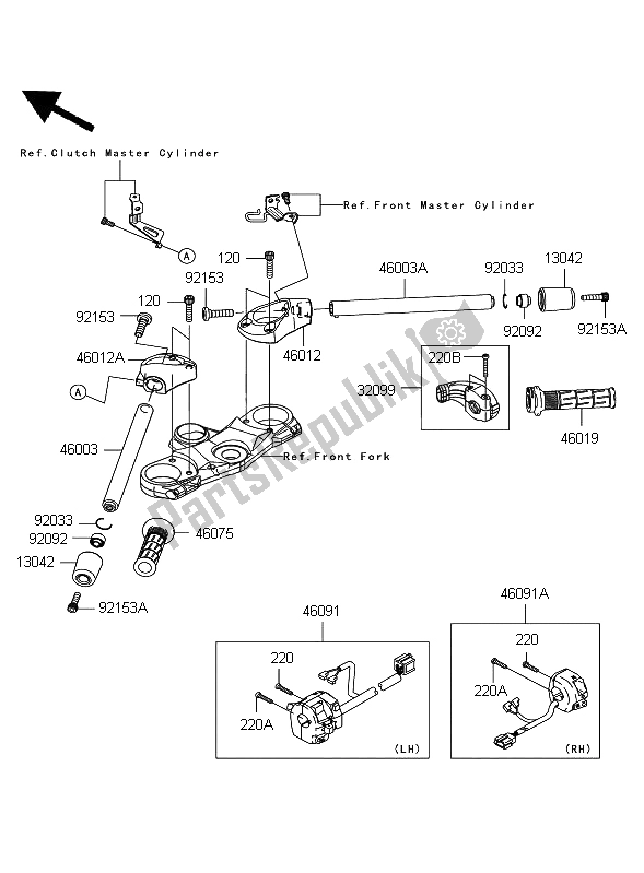 Alle onderdelen voor de Stuur van de Kawasaki ZZR 1400 2006