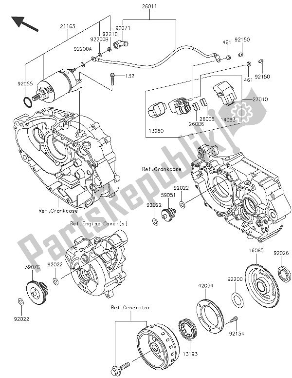 All parts for the Starter Motor of the Kawasaki Ninja 250 SL ABS 2016