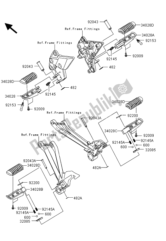 All parts for the Footrests of the Kawasaki Z 1000 SX ABS 2013