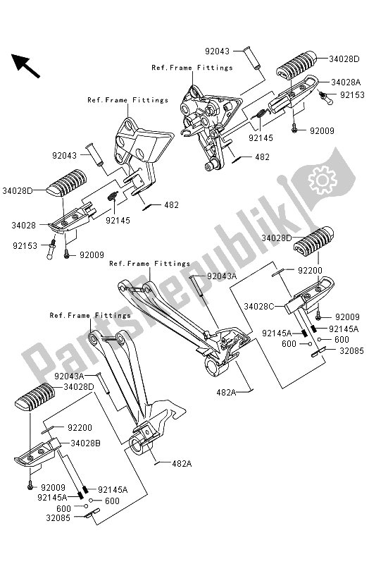 All parts for the Footrests of the Kawasaki Z 1000 SX ABS 2013