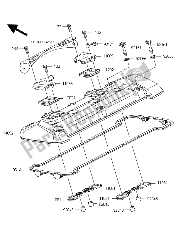All parts for the Cylinder Head Cover of the Kawasaki Z 750R ABS 2012