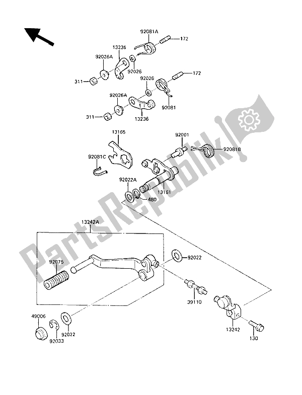 Toutes les pièces pour le Mécanisme De Changement De Vitesse du Kawasaki ZL 1000 1988