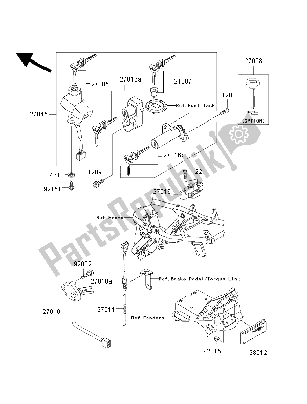 All parts for the Ignition Switch of the Kawasaki ZRX 1200R 2002